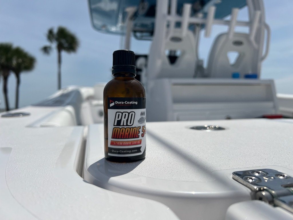 Dura-Coating Pro Marine 5+ on the deck of a center console boat